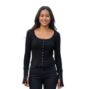 BDG Ribbed Snap Scoop Women's size XS Academia Emo Gothy Dark Romantic Indie Top